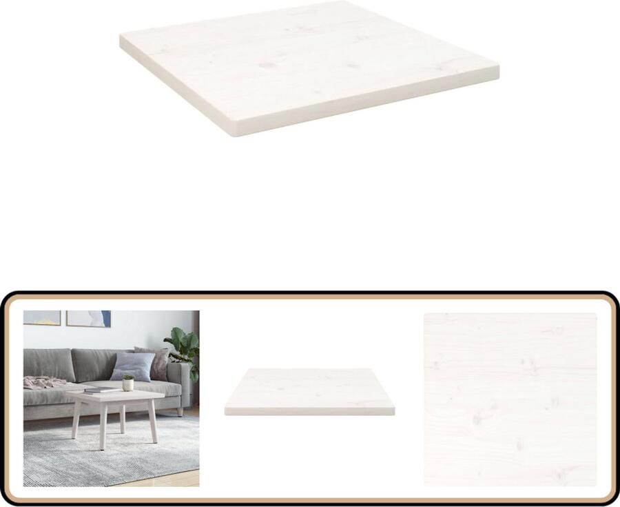 VidaXL Vierkant Tafelblad 60x60 cm Wit Grenen Tafeltblad Grenenhout Wit Tafelblad Vervangen Salontafel Bijzettafel Bartafel Decoratief Tafelblad Vintage Tafelblad