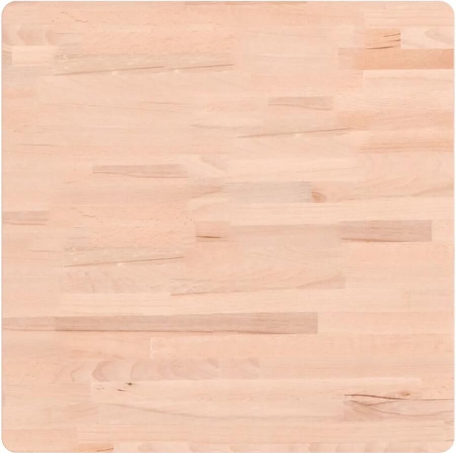 The Living Store Massief Beukenhout Vierkant Tafelblad 60 x 60 x 4 cm Afgeronde hoeken Houten Tafelblad Vervangen Salontafel Beukenhout Massief Hout - Foto 2