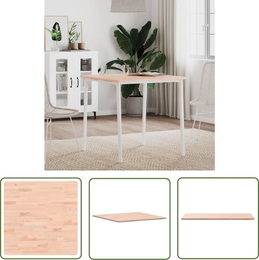 The Living Store Vierkant Tafelblad Beukenhout 70x70x1.5cm Met Afgeronde Hoeken Houten Tafelblad Vierkante Tafel Beukenhout Tafel Eetkamertafel Tafel Vervangen