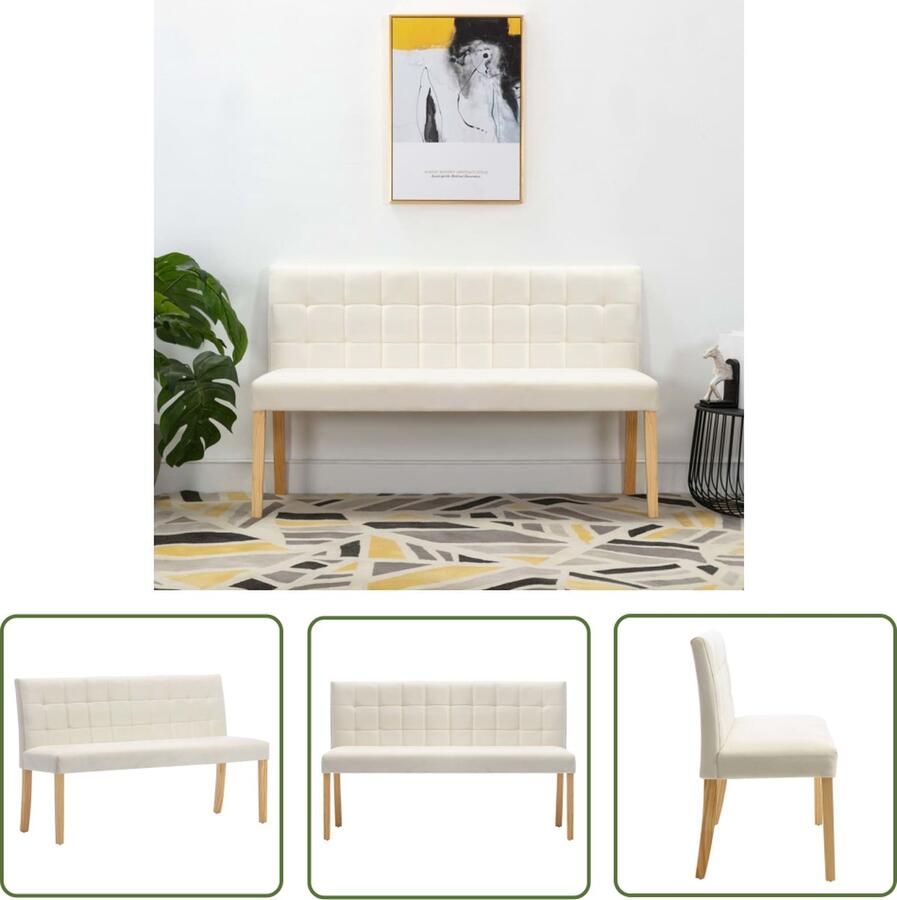 The Living Store Bank Classic Fluweel 140 x 56 x 86 cm Crème Fluweel Bank Vintage Bank Retro Bank Creme Bank Banks Kopen - Foto 2