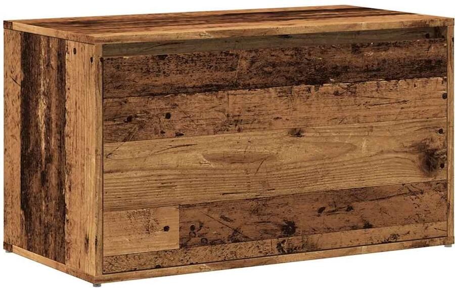 VidaXL Halbankje 80x40x45 cm bewerkt hout oud houtkleurig Halbankje Vintage Bankje Houten Bankje Opslagbankje Entree Bankje
