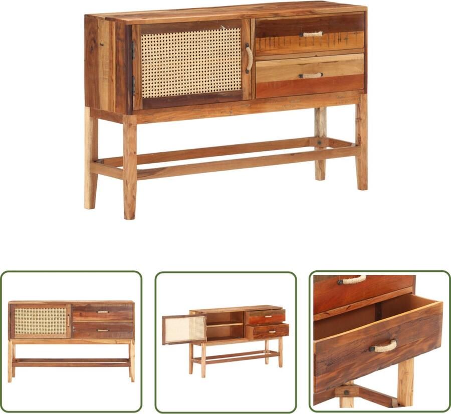 The Living Store Dressoir 118x30x76 cm massief gerecycled hout Dressoir Vintage Dressoir Landelijk Dressoir Retro Dressoir Houten Dressoir