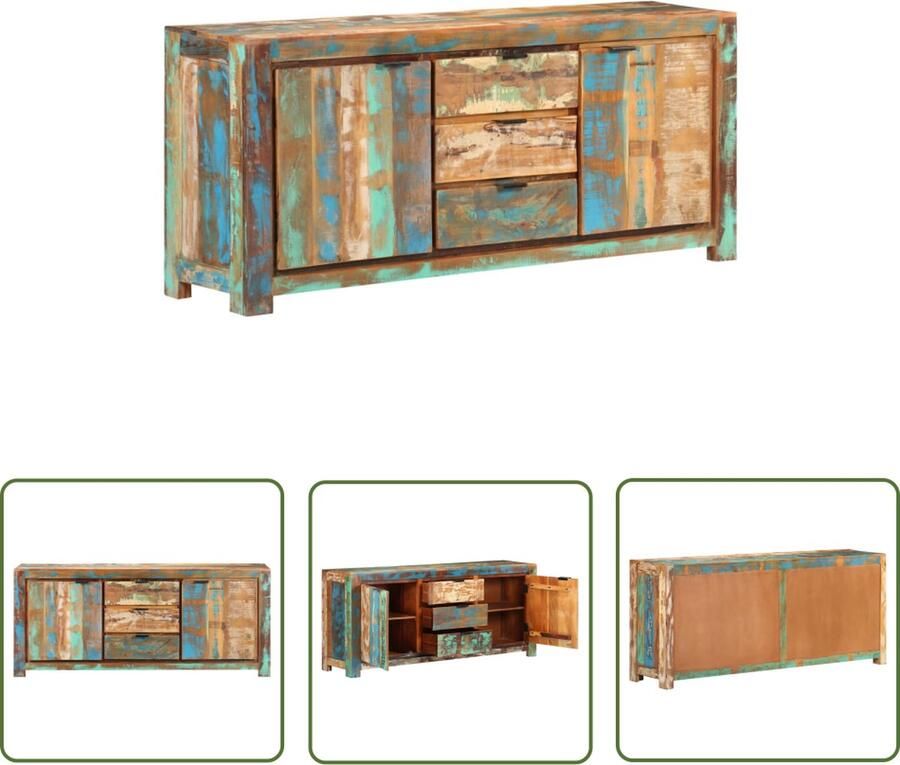 The Living Store Dressoir 175x40x75 cm massief gerecycled hout Dressoir Vintage Dressoir Landelijk Dressoir Houten Dressoir Opbergkast