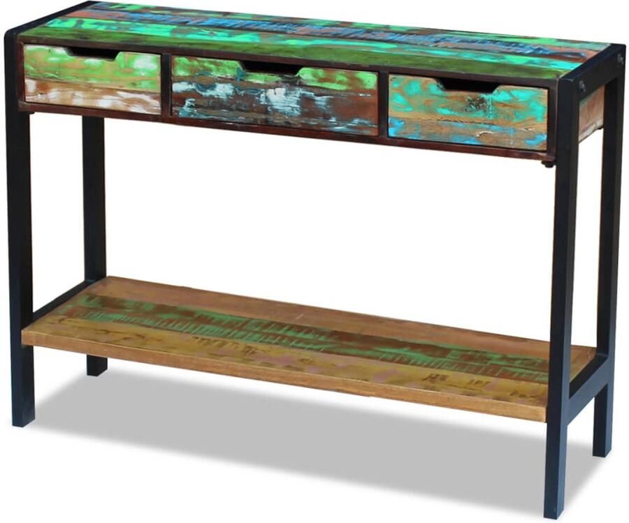 VidaXL Dressoir 3 Lades Massief Gerecycled Hout Dressoir Vintage Meubilair Landelijk Interieur Recycled Wood Furniture Handcrafted Furniture - Foto 2