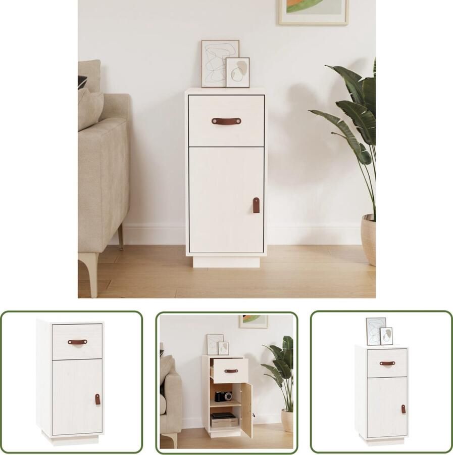 The Living Store Dressoir 34x40x75 cm massief grenenhout wit Dressoir Houten Dressoir Wit Dressoir Vintage Dressoir Landelijk Dressoir