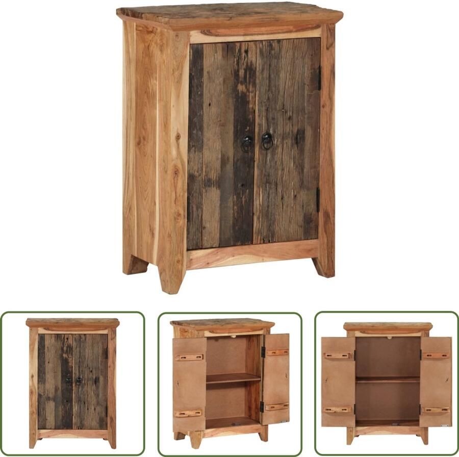 The Living Store Dressoir 55x33x75 cm massief acaciahout en gerecycled hout Dressoir Rustic Meubilair Landelijk Interieur Vintage Dressoir Acacia Hout