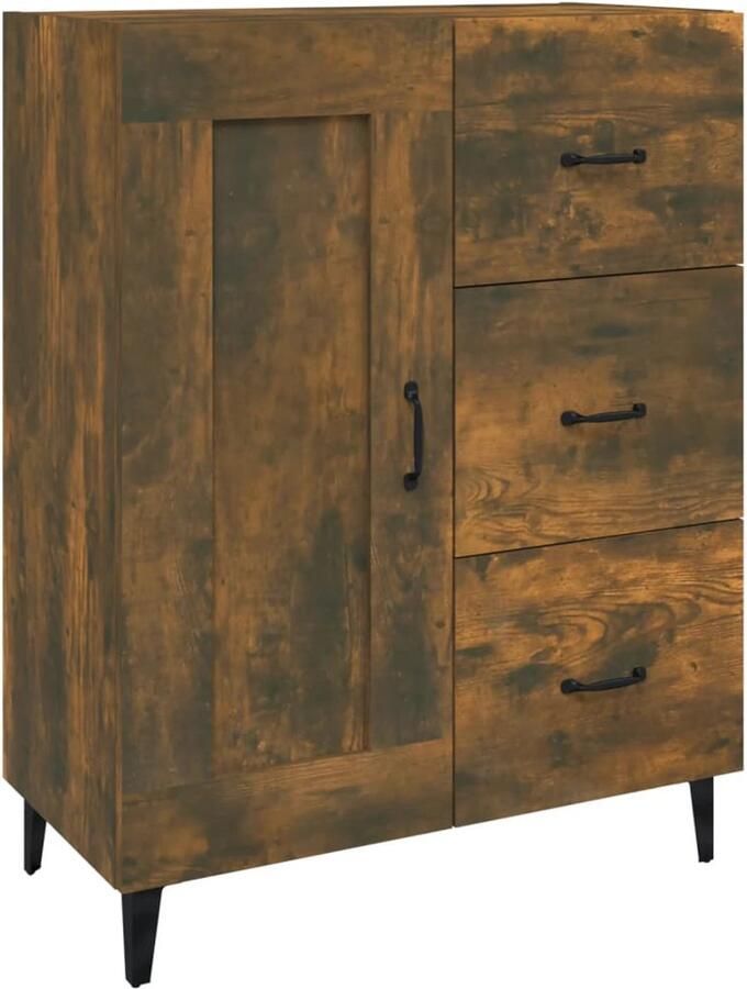 The Living Store Dressoir 69 5x34x90 cm bewerkt hout gerookt eikenkleurig Dressoir Klassiek Meubel Houten Dressoir Opbergmeubel Tv Stand - Foto 2