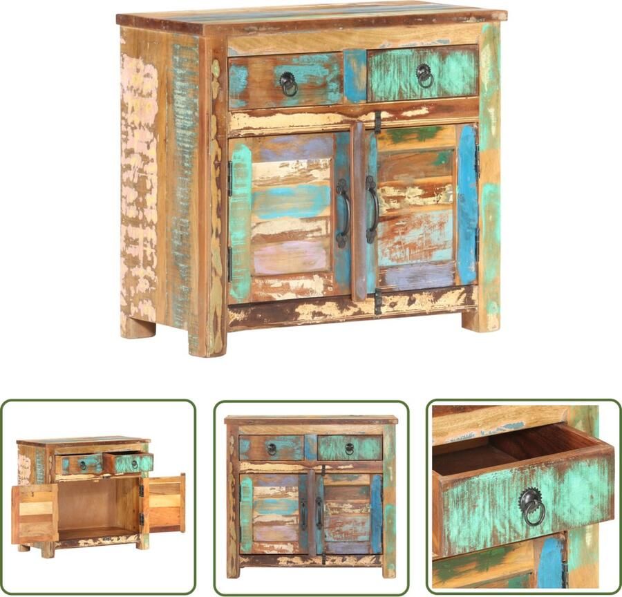 VidaXL Dressoir 70x35x65 cm massief gerecycled hout Dressoir Vintage Dressoir Landelijk Dressoir Multifunctionele Kast Opbergmeubel