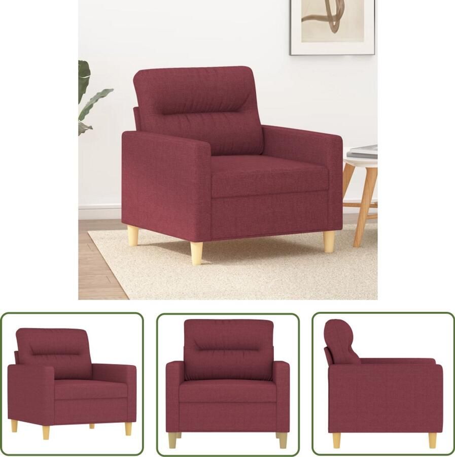 VidaXL Fauteuil 60 cm stof wijnrood Fauteuil Vintage Fauteuil Lounge Stoel Woonkamerstoel Rood Fauteuil