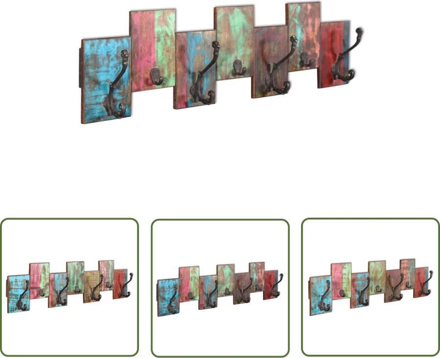 The Living Store Kapstok Vintage Stijl Hout 78 x 23 x 10 (L x B x D) Handgemaakt Kapstok Vintage Kapstok Houten Kapstok Wandhaak Rek