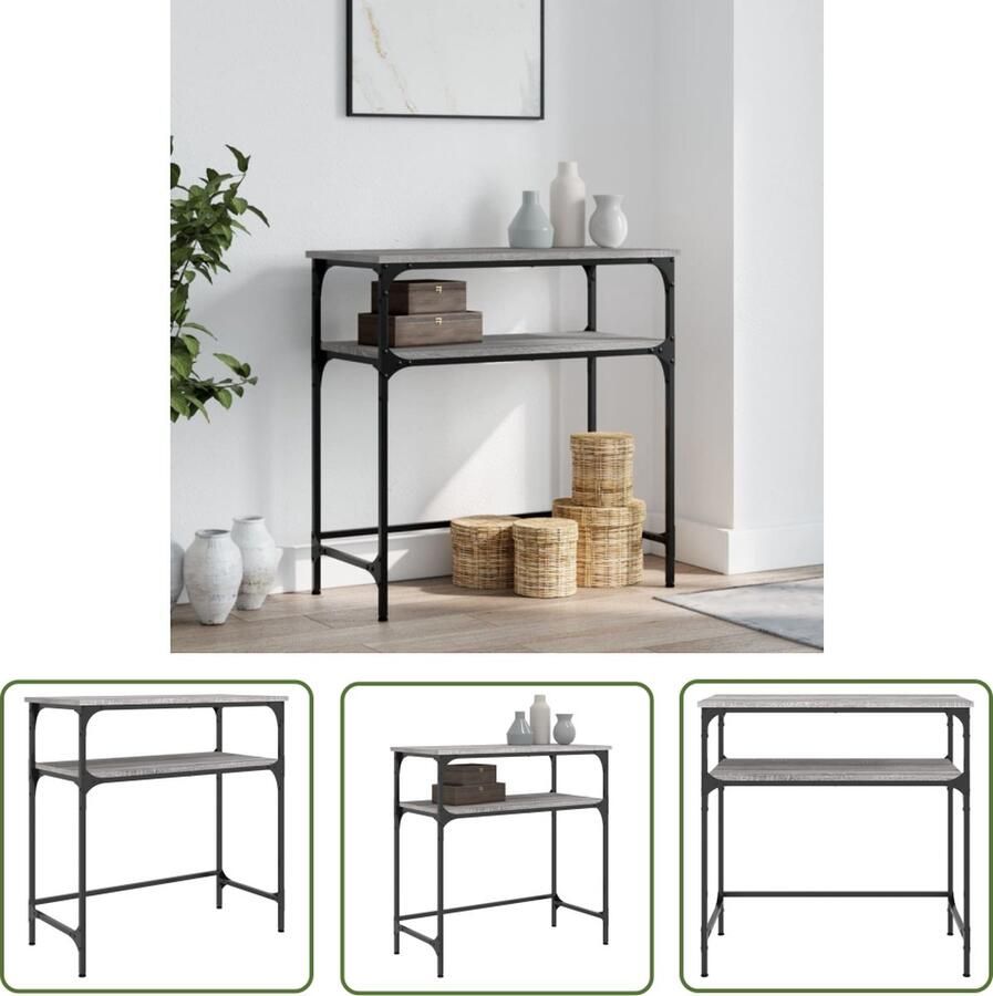The Living Store Wandtafel 75x35 5x75 cm bewerkt hout grijs sonoma eikenkleurig Wandtafel Vintage Meubel Houten Wandtafel Grijze Wandtafel Industrieel Tafeltje