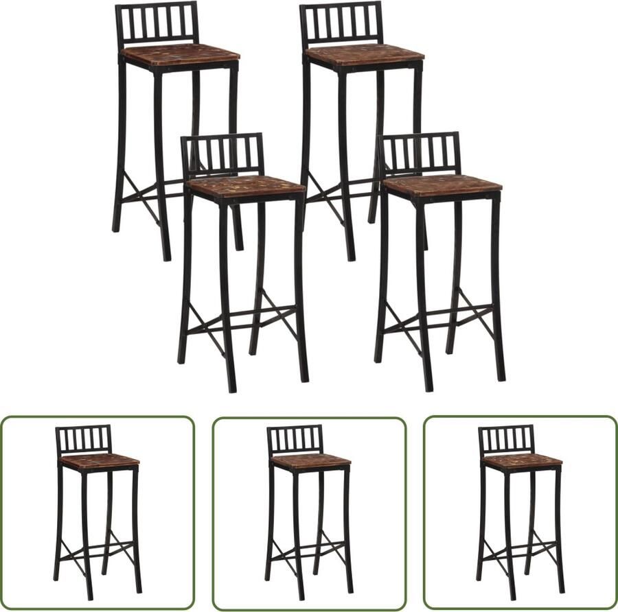 The Living Store Rustieke Houten Barstoelen 37 x 37 x 92 cm Gerecycled Hout Barstoelen Vintage Meubels Retro Meubilair Houten Stoelen Bruine Stoelen