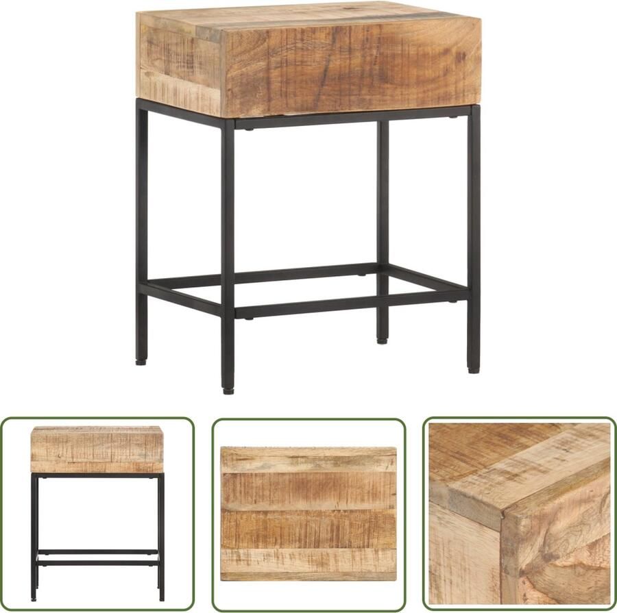 The Living Store Bijzettafel Vintage Stijl Hout 40x30x50 cm Handgemaakt Stabiel Bijzettafel Vintage Meubilair Salontafel Houten Tafellaar Bijzetkast - Foto 2