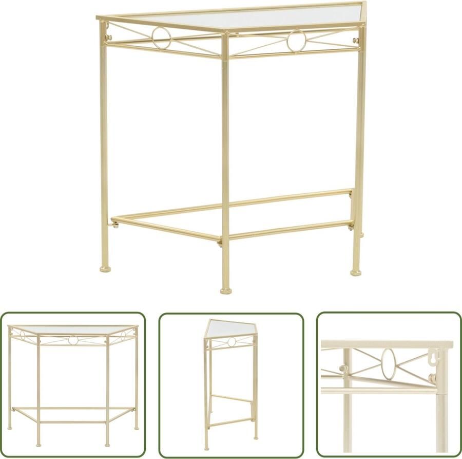 The Living Store Bijzettafel Vintage Goud 87 x 34 x 73 cm Eenvoudig te monteren Bijzettafel Vintage Meubilair Salontafel Metaal Tafellamp Goud Kleuren - Foto 2