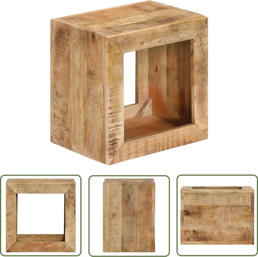 The Living Store Kruk 40x30x40 cm massief mangohout Bijzettafel Vintage Meubilair Retro Design Mangohout Stoere Meubels - Foto 2