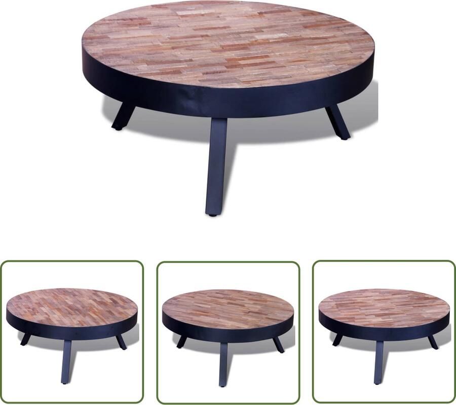The Living Store Salontafel Vintage Gerecycled Hout á 76x31cm Handgemaakt Salontafel Vintage Meubilair Teakhouten Salontafel Gerecycled Hout Handmade Furniture - Foto 1