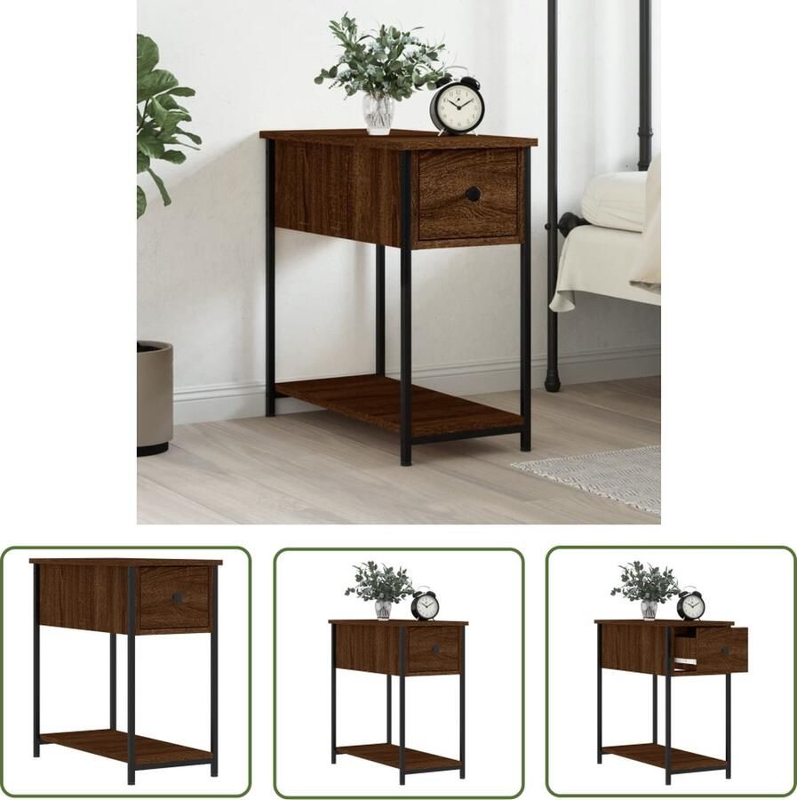 The Living Store Nachtkastje Vintage Woonkamermeubel 30x60x60 cm Bruineiken Nachtkastje Vintage Woonkamermeubel Bruine Eiken Houten Kast - Foto 2