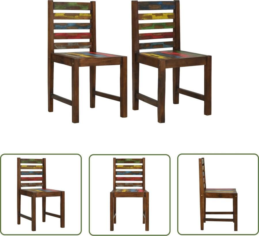 The Living Store Eetkamerstoel Vintage Hout 45 x 45 x 85 cm Meerkleurig Eetkamerstoelen Vintage Stoelen Retro Meubels Houten Stoelen Duurzame Stoelen