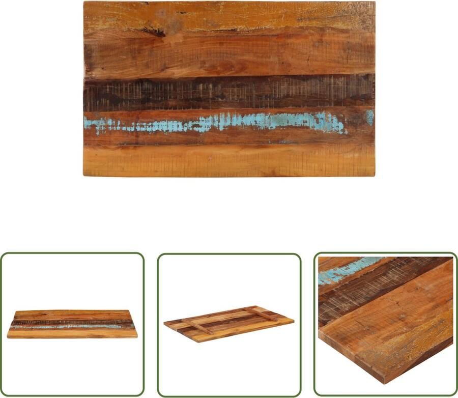 The Living Store Houten Tafelblad Massief gerecycled hout 100 x 60 cm Rustieke charme Houten Tafelblad Vintage Tafelblad Industriele Tafel Tafelblad Vervangen Massief Hout - Foto 2