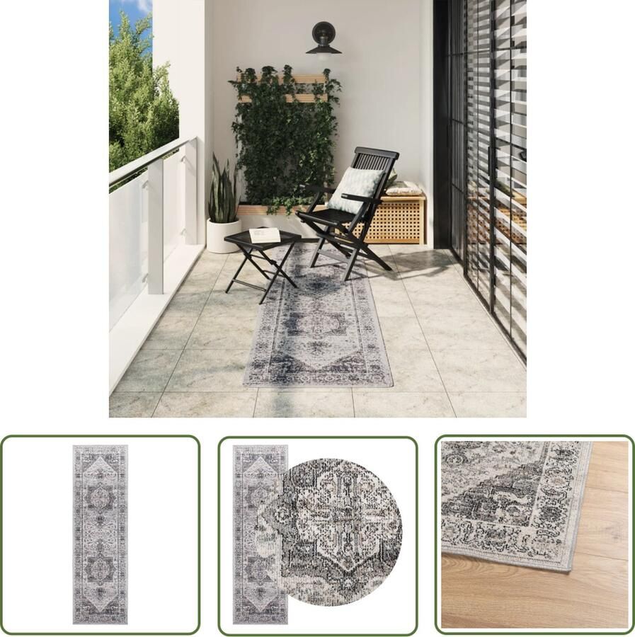 The Living Store Vloerkleed ARBIZU binnen en buiten vintage stijl 80x250 cm Vloerkleed Vintage Tapijten Multicoloured Rug Retro Vloerkleed Interieur Decoratie