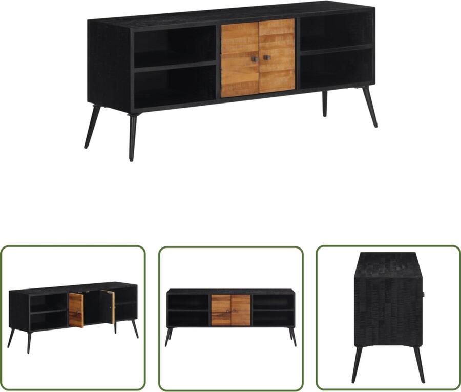 The Living Store Tv-meubel 112x31x45 cm massief gerecycled teakhout Tv-meubel Vintage Tv-meubel Teak Houten Tv-meubel Recycled Teakhout Salontafel