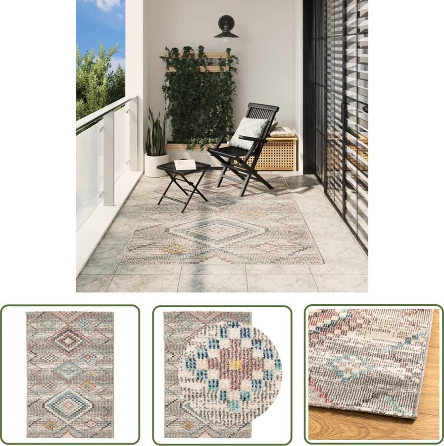 The Living Store Vloerkleed ARBIZU binnen en buiten vintage stijl 160x230 cm Vloerkleed Vintage Vloerkleed Multikleurige Vloerkleed Polypropyleen Vloerkleed Outdoor Vloerkleed