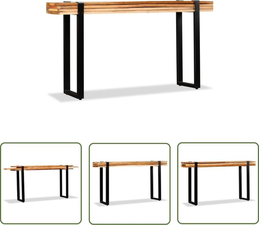 The Living Store Retro Wandtafel Massief hout Verstelbaar blad Uniek ontwerp Retro Wandtafel Vintage Wandtafel Industrieel Design Multifunctionele Wandtafel Salontafel - Foto 2