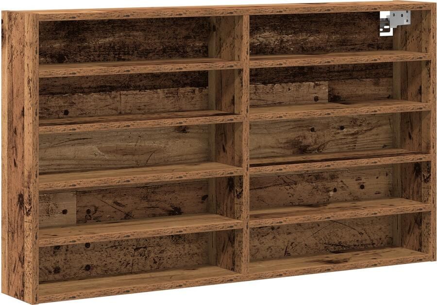 VidaXL Vitrine Kast Oude Hout 100x15x58 cm Bewerkt Hout