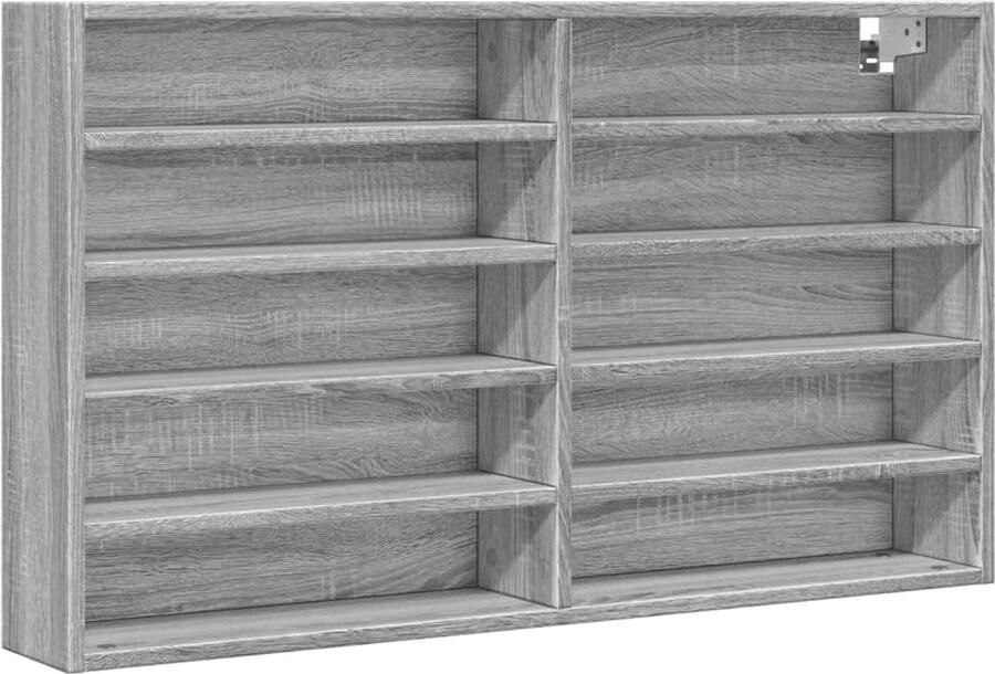 VidaXL Vitrinekast 100x15x58 cm bewerkt hout grijs sonoma eikenkleurig Vitrinekast Grijze Vitrinekast Houten Vitrinekast Vintage Vitrinekast Displaykast