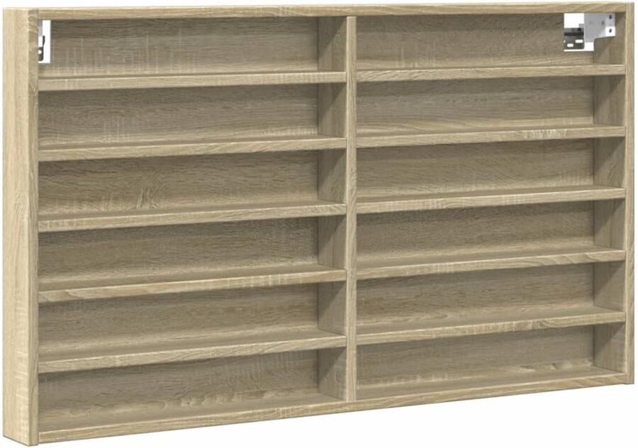 VidaXL Vitrinekast 100x8 5x58 cm bewerkt hout sonoma eikenkleurig Vitrinekast Vitrinekasten Vitrine Display Kast