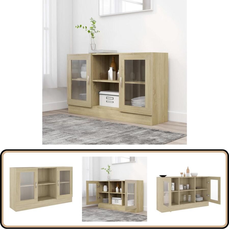 VidaXL Vitrinekast 120x30 5x70 cm Sonoma Eiken Vitrinekast Salontafel Woonkamermeubilair Houten Vitrinekast Spaanplaat