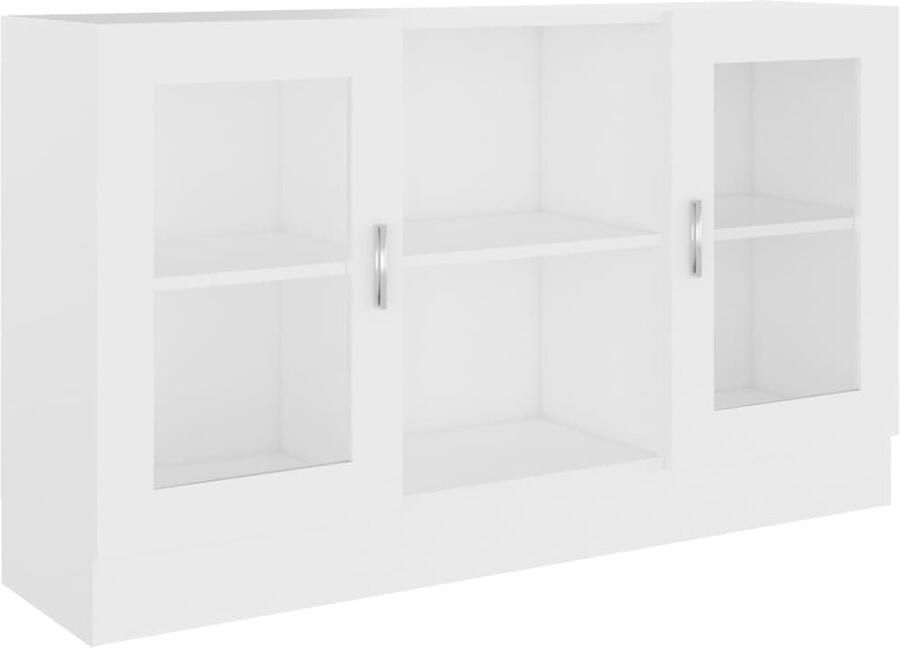 VidaXL Vitrinekast 120x30 5x70 cm Wit Bewerkt Hout Vitrinekast Opbergkast Salontafel Tv-meubel Witte Kast