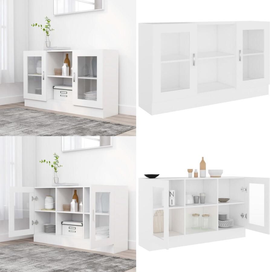 VidaXL Vitrinekast 120x30 5x70 cm bewerkt hout wit Vitrine Vitrines Dressoir Dressoirs