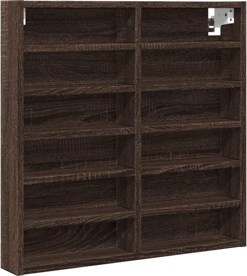 VidaXL Vitrinekast 60x8 5x58 cm bewerkt hout bruin eikenkleurig