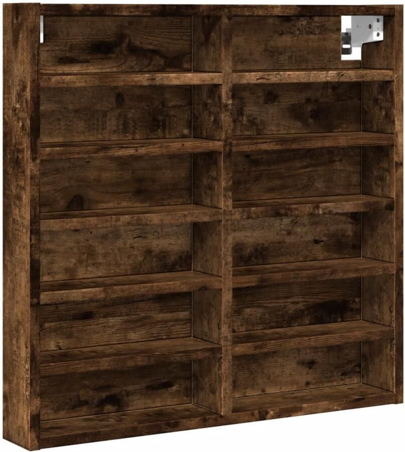 VidaXL Vitrinekast 60x8 5x58 cm bewerkt hout gerookt eikenkleurig Vitrinekast Vitrinekasten Vitrine Display Kast