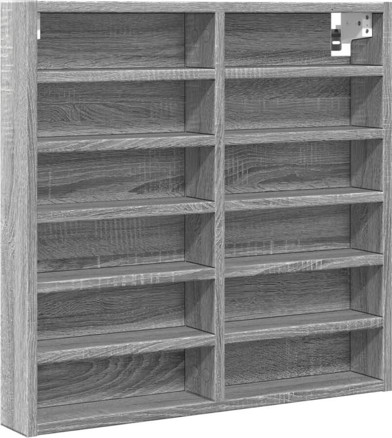 VidaXL Vitrinekast 60x8 5x58 cm Grijs Sonoma Eiken Vitrinekast Displaykast Woonkamerdecoratie Slaapkamermeubilair Grijze Meubels