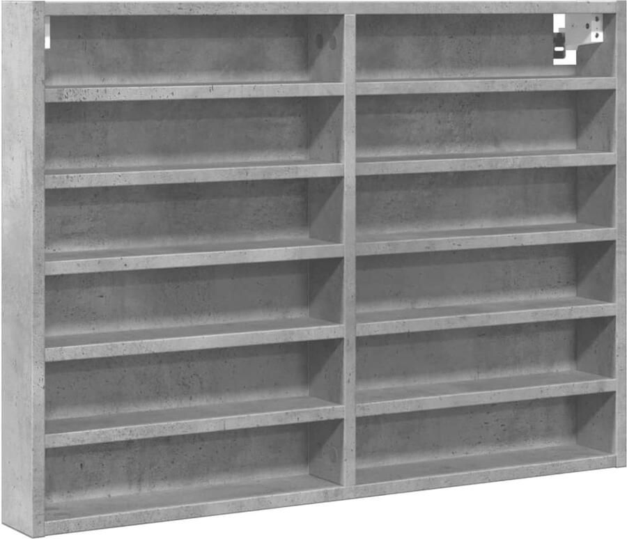 VidaXL Vitrinekast 80x8 5x58 cm bewerkt hout betongrijs Vitrinekast Vitrinekasten Vitrine Display Kast
