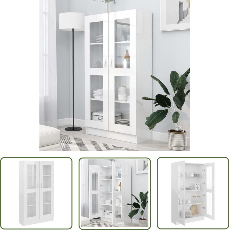 VidaXL Vitrinekast 82 5x30 5x150 cm Hoogglans Wit Vitrinekast Vitrines Houten Kast Witte Kast Opslagruimte Woonkamerdecoratie Livingroom Furniture