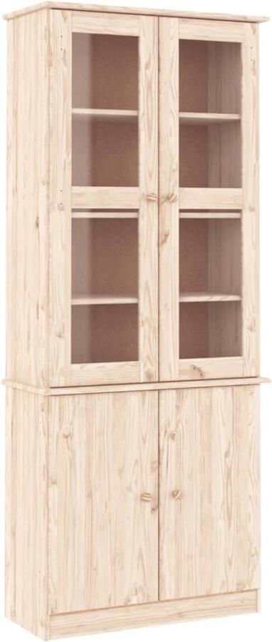 VidaXL ALTA Vitrinekast Grenenhout 77x35x186 5 cm Vitrinekast Grenoble Hout Vintage Kast Display Kast Opslagoplossing - Foto 2