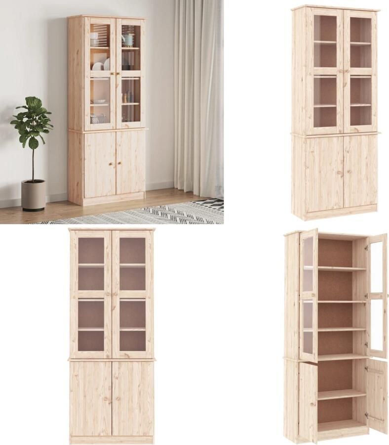 VidaXL Vitrinekast ALTA 77x35x186 5 cm massief grenenhout Vitrinekast Vitrinekasten Vitrine Display Kast