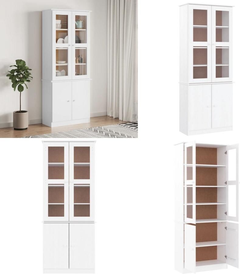 VidaXL -Vitrinekast-ALTA-77x35x186 5-cm-massief-grenenhout-wit - Foto 3
