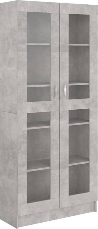 VidaXL Vitrinekast Betongrijs 82 5x30 5x185 5 cm Vitrinekast Boekenkast Betongrijs Houten Kast Woonkamerdecoratie Opbergmeubilair Livingroom Furniture