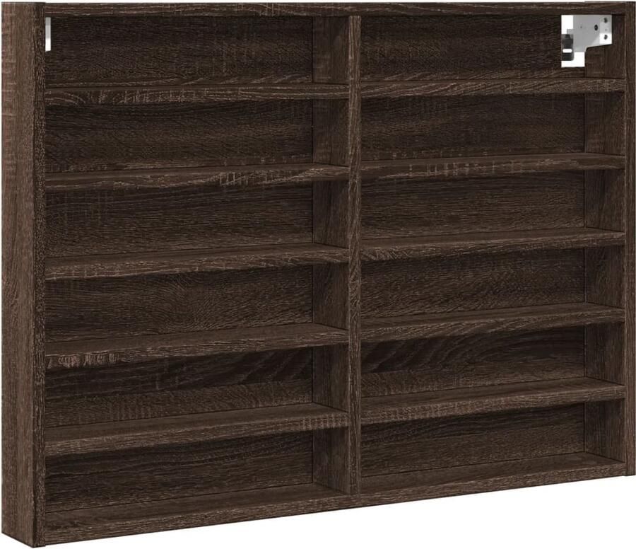 VidaXL Vitrinekast 80x8 5x58 cm bewerkt hout bruin eikenkleurig