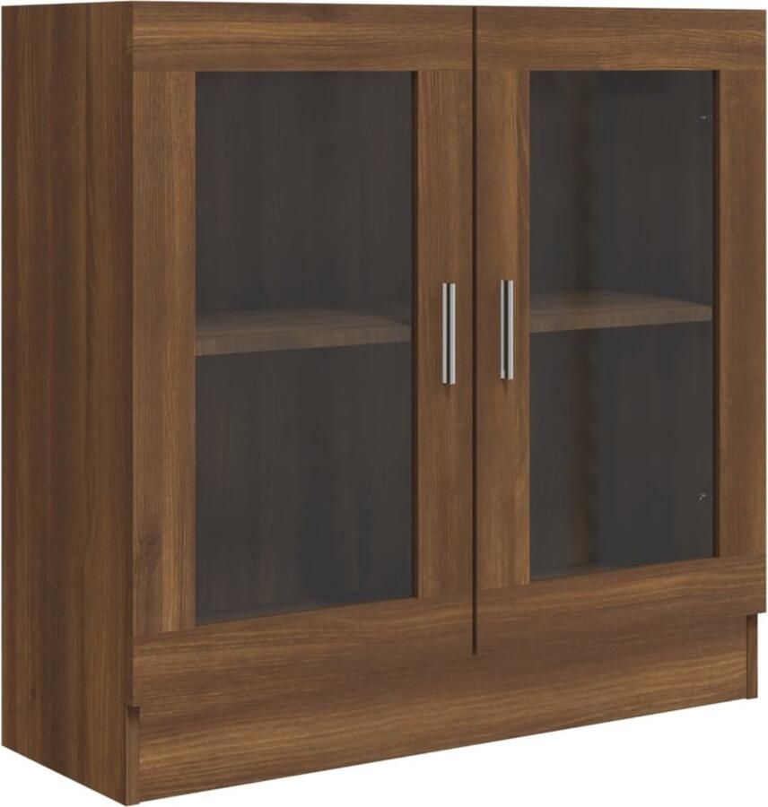 VidaXL Vitrinekast Bruineiken 82 5x30 5x80 cm Vitrinekast Houten Kast Bruine Eiken Kleur Bergruimte Displaykast Woonkamerdecoratie Salontafel