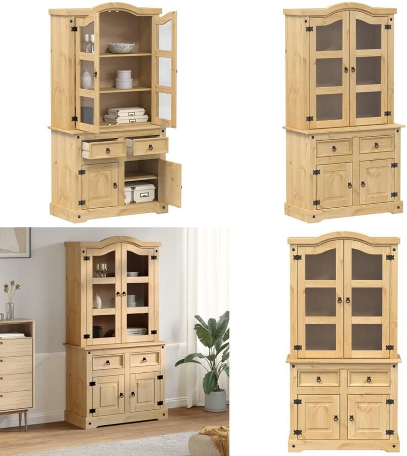 VidaXL Vitrinekast Corona 100x48 5x179 cm massief grenenhout Vitrinekast Vitrinekasten Vitrine Display Kast