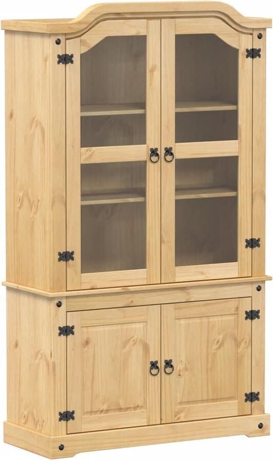 VidaXL -Vitrinekast-Corona-103 5x42x180-cm-massief-grenenhout