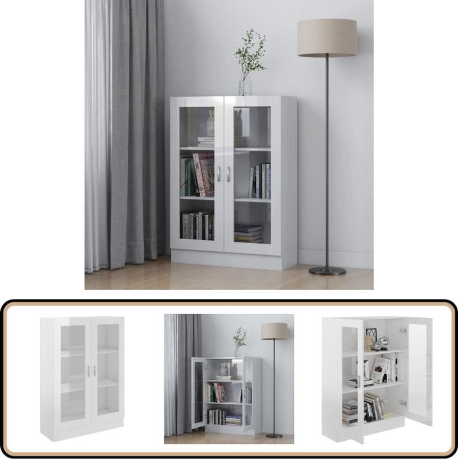 VidaXL Vitrinekast Hoogglans Wit 82 5x30 5x115 cm Vitrinekast Vitrines Houten Kast Witte Kast Opslagruimte Woonkamerdecoratie Livingroom Furniture