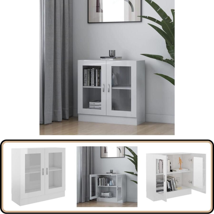 VidaXL Vitrinekast Hoogglans Wit 82 5x30 5x80 cm Vitrinekast Boekenkast Witte Kast Houten Kast Opslagruimte Decoratief Livingroom Slaapkamer Keuken