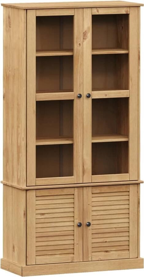 VidaXL -Vitrinekast-VIGO-85x35x170-cm-massief-grenenhout