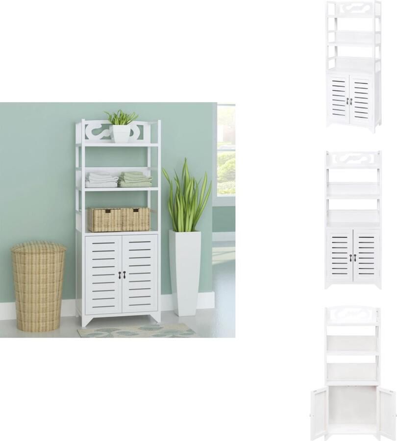 VidaXL Vitrinekast Vitrinekasten Houten Kast Opbergkast Vitrinekast 46x24x140 cm massief paulowniahout wit